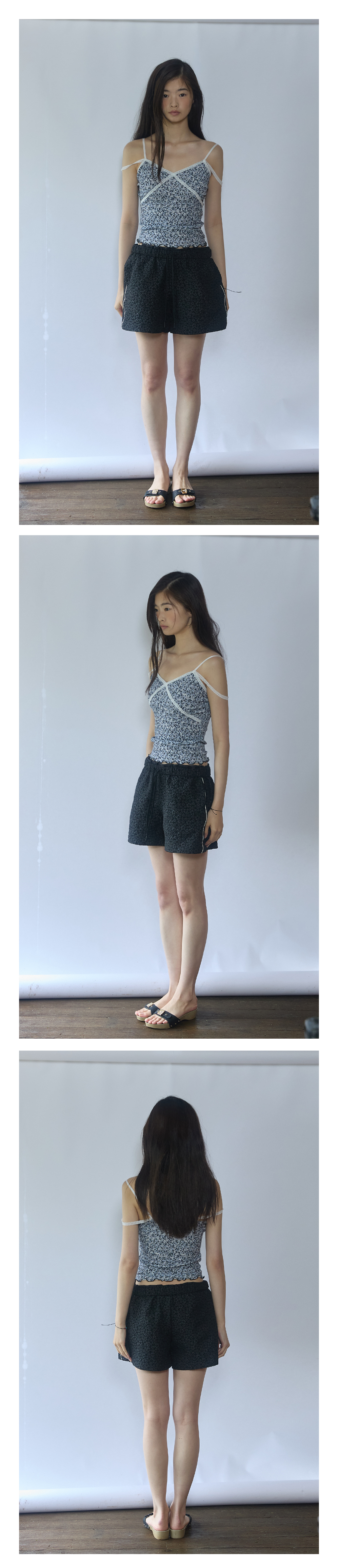 Bubble Flower Slip Top_Black