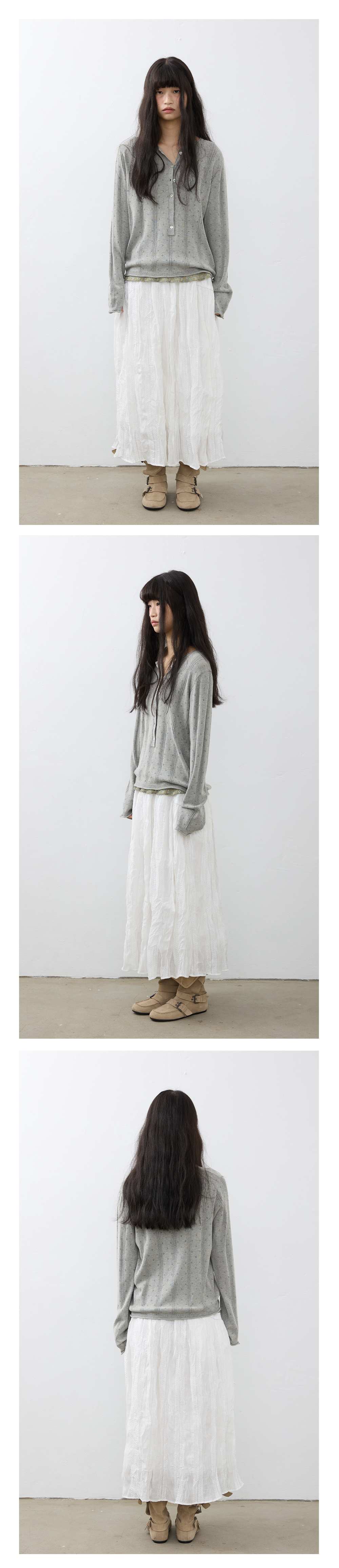 Petit Hole Henley Knit_Malange Grey