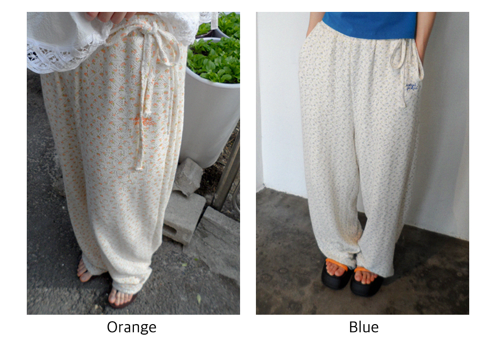 Summer Flower Lace Relax Pants_Orange