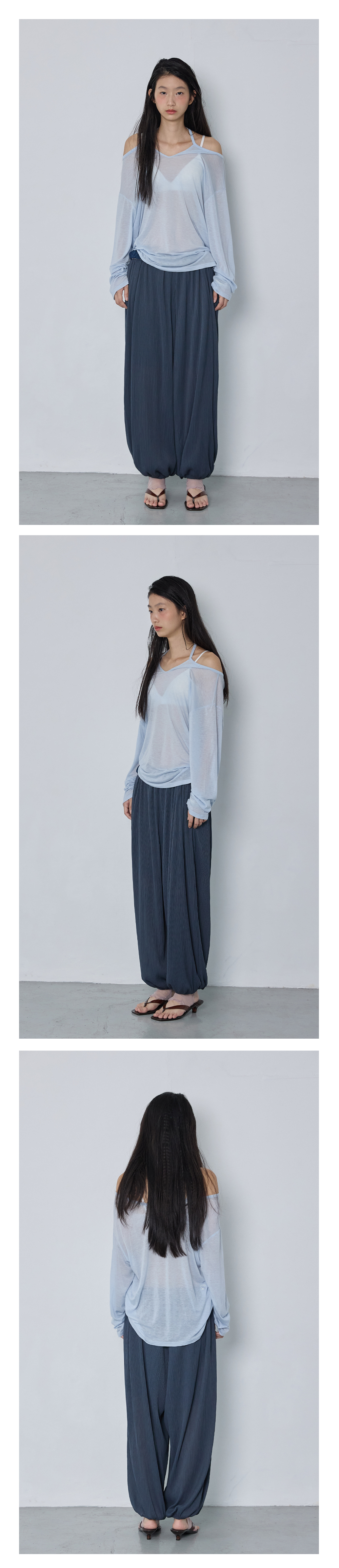 Mist Pleats Harem Pants_Navy