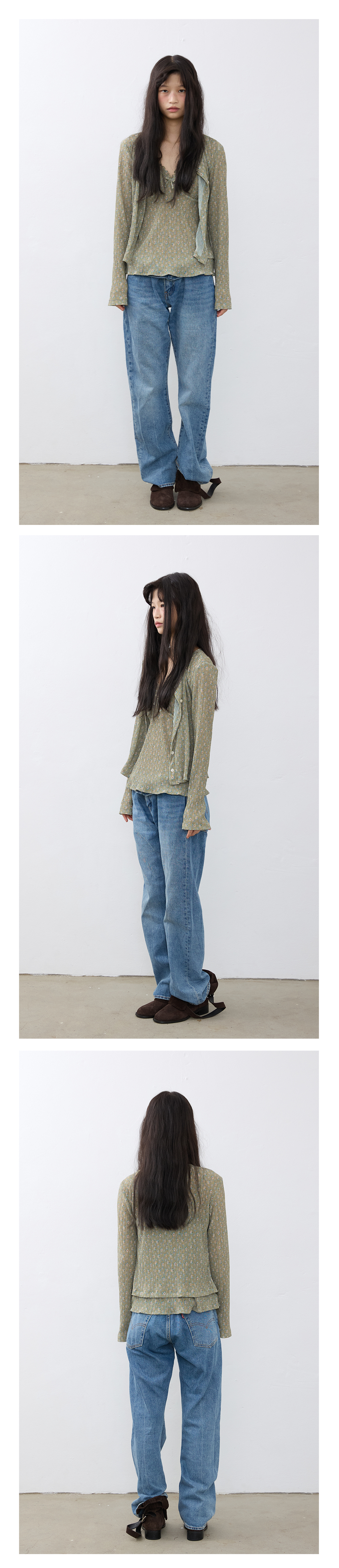 Vintage Garden Cardigan Set_Olive Green