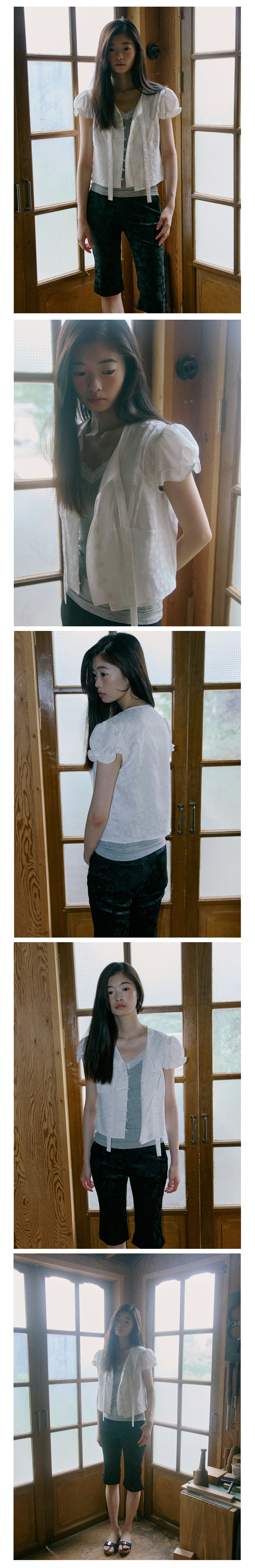 Pearl Garden Tie Blouse_White