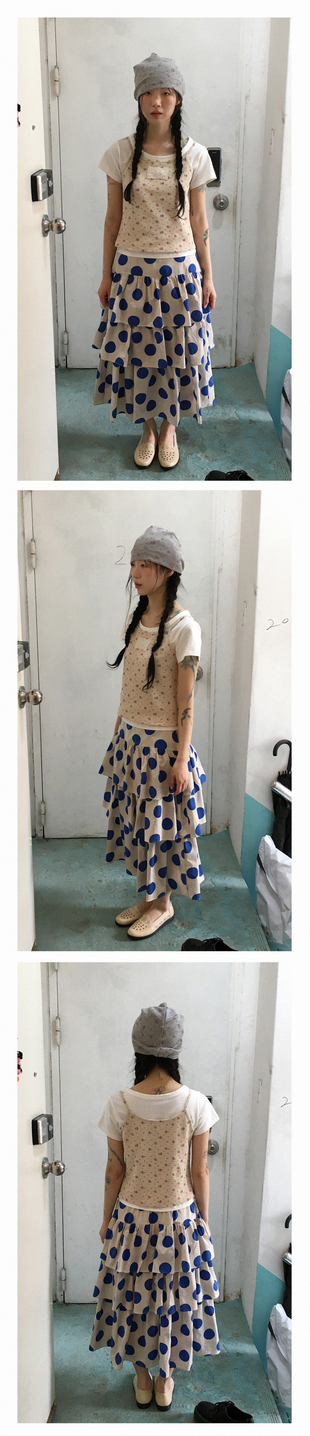 Bold Dot Cancan Skirt_Blue