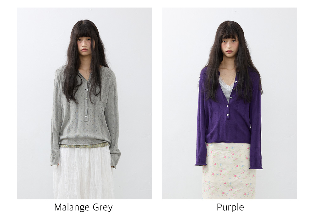 Petit Hole Henley Knit_Purple