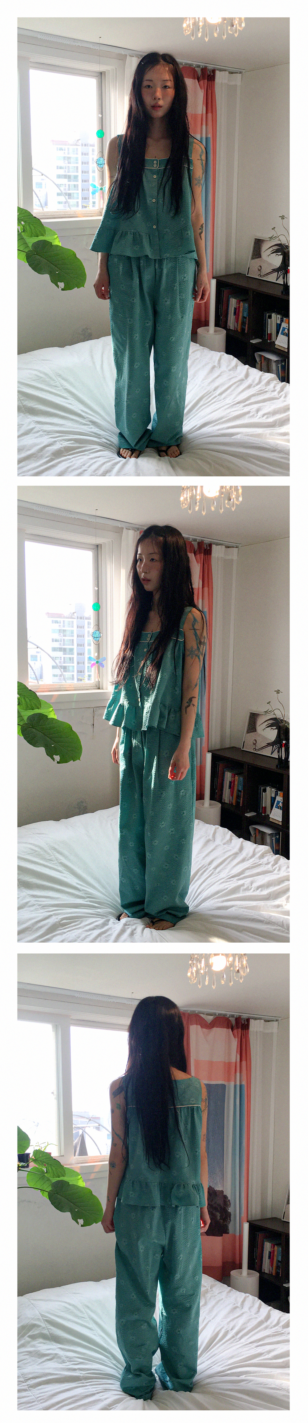 Daisy Sucker Banding Pants_Mint
