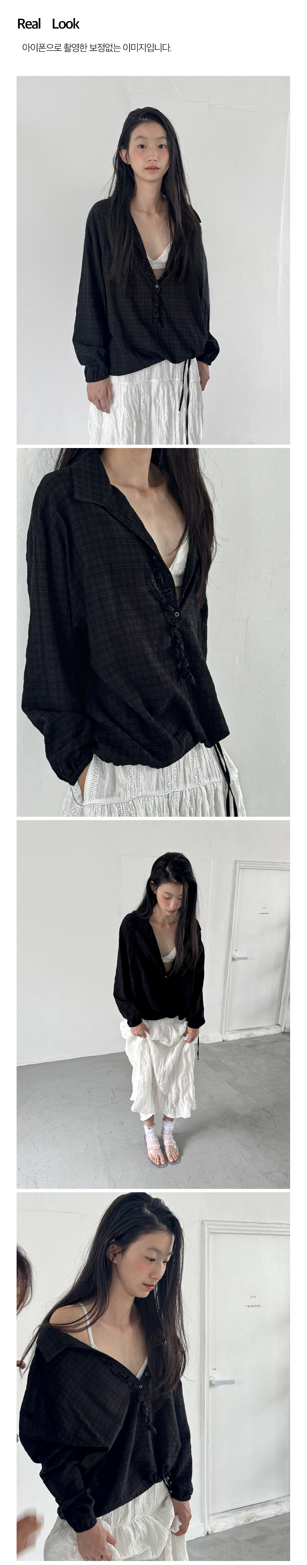 Check Henley Blouse_Black
