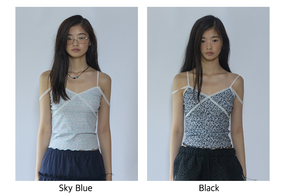 Bubble Flower Slip Top_Black