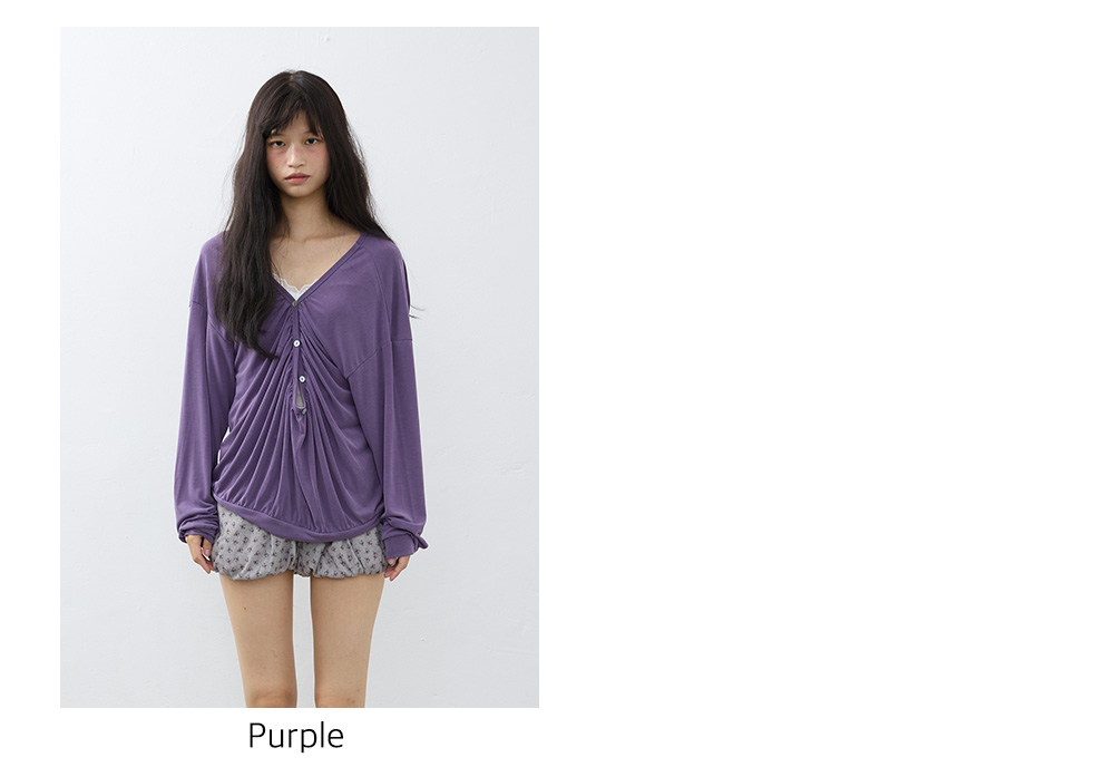 Essential Deep Shirring-Neck Tee (3color)