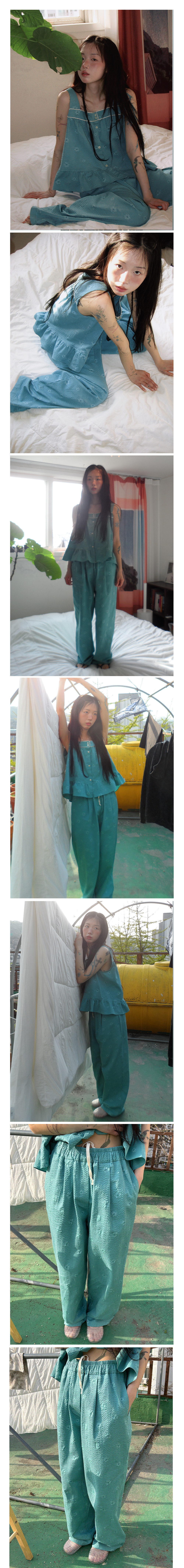 Daisy Sucker Banding Pants_Mint