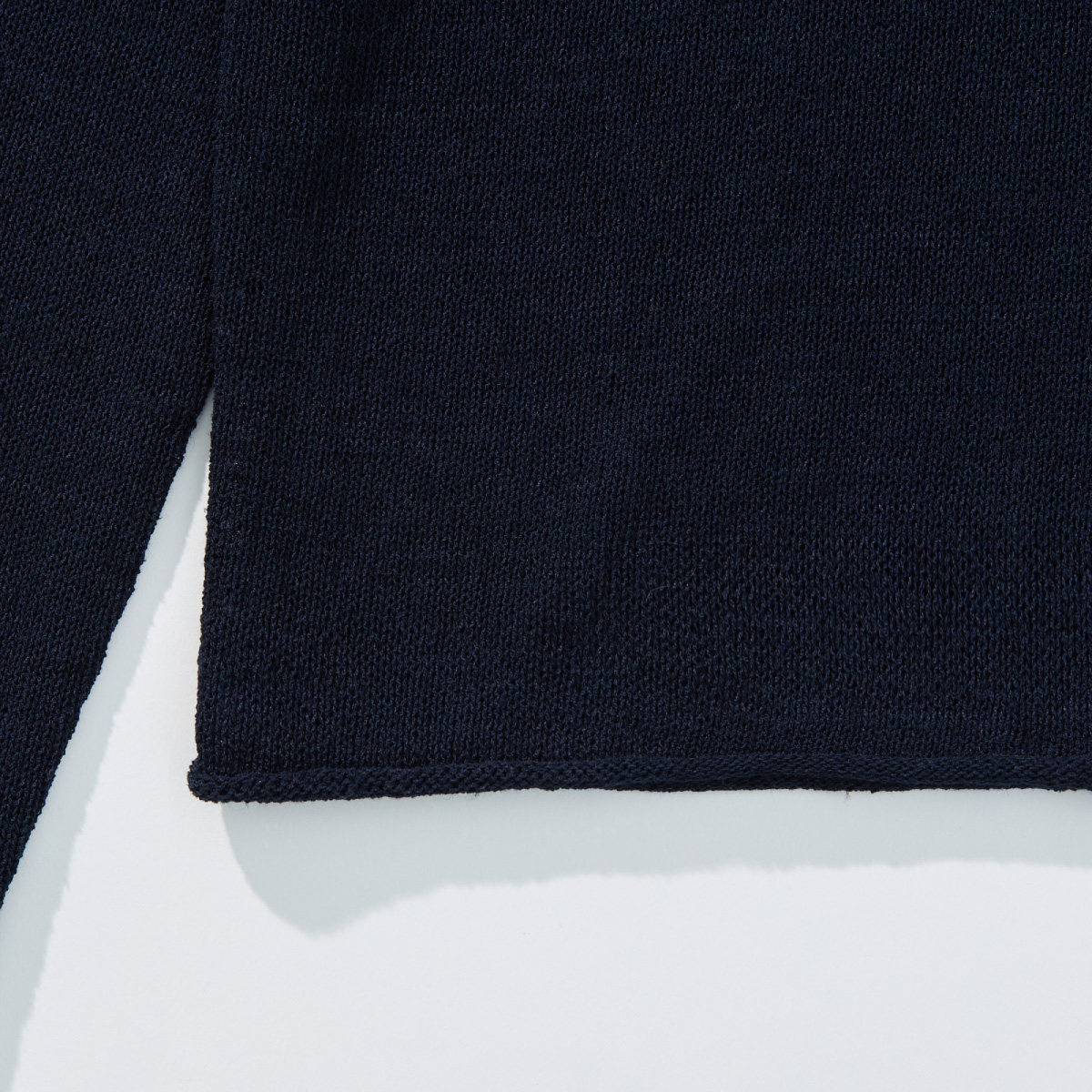 Airy Linen Blend Slim Knit Hoodie _ Deep Navy