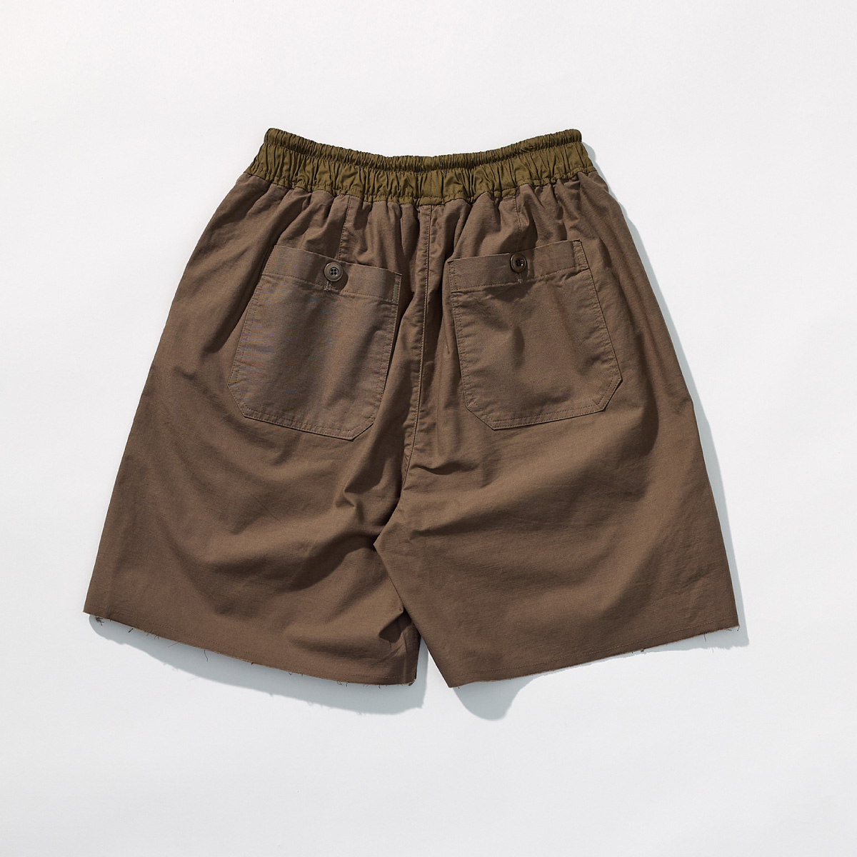 Cotton Utility Banding Half Pants _ Dark Brown