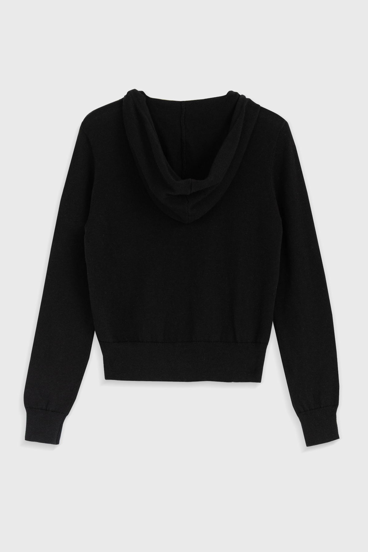 Linen Cotton Knit Zip Hoodie _ Pure Black