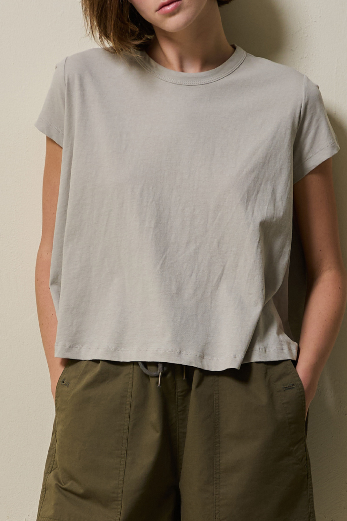 Cotton A-line Half Tee _ Dust Beige
