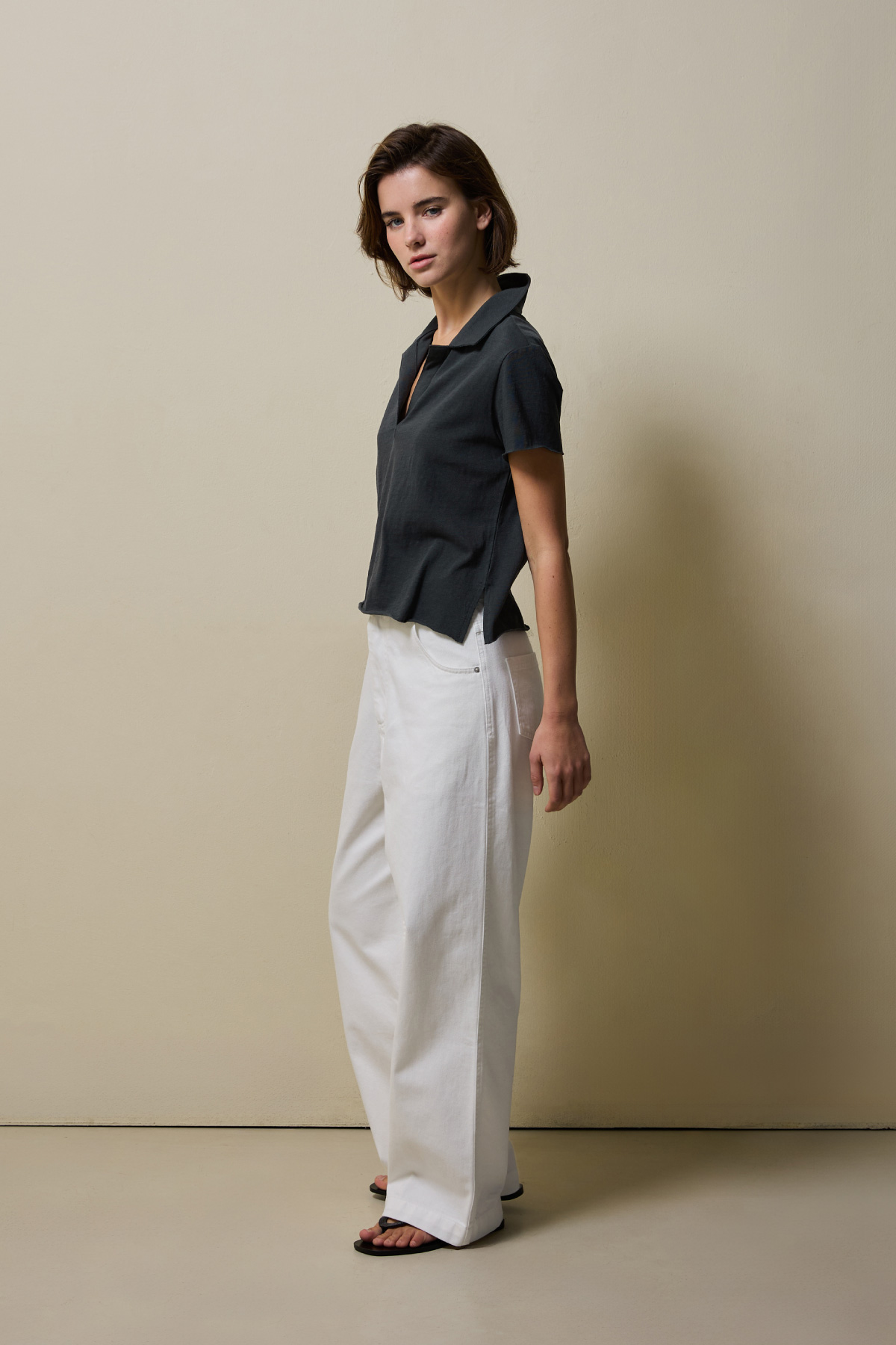 Cotton White Straight Denim Pants