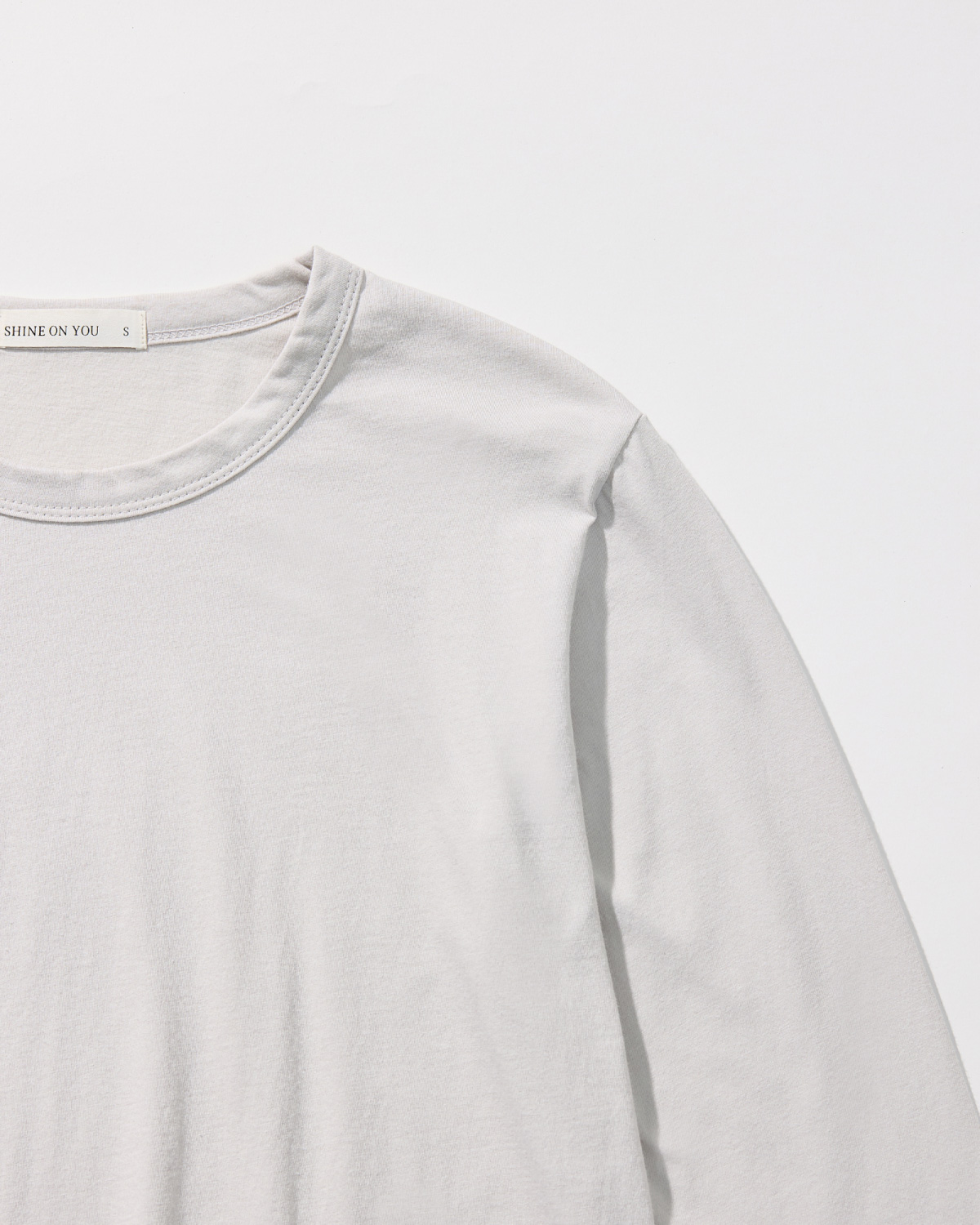 Cotton Basic Slim Long Sleeve T-Shirt _ Light Grey