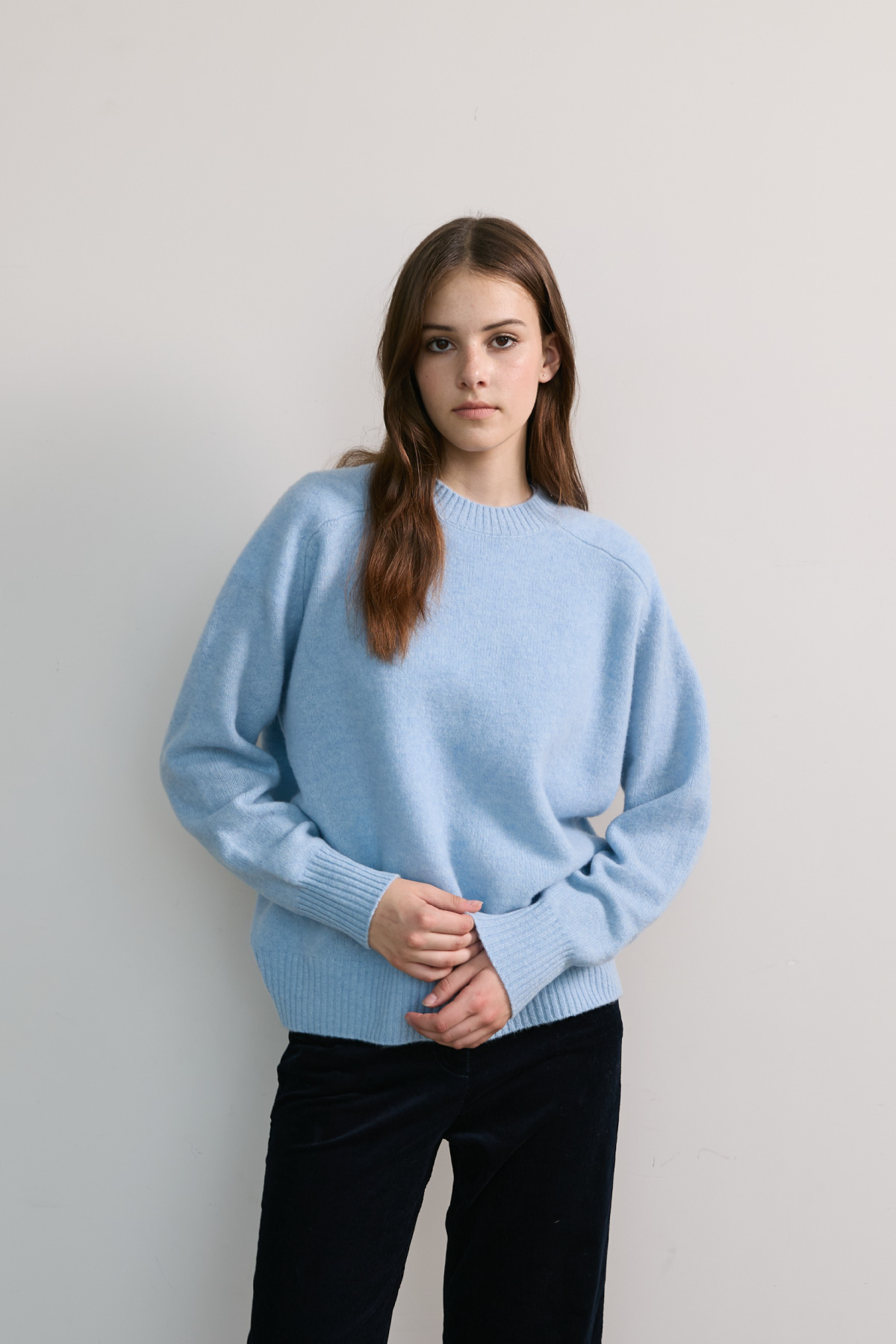 100%RWS Extrafine Merino Raglan Knit_Pink,Sky Blue,Ivory 100%RWS 엑스트라파인 메리노 나그랑 니트_핑크,스카이블루,아이보리