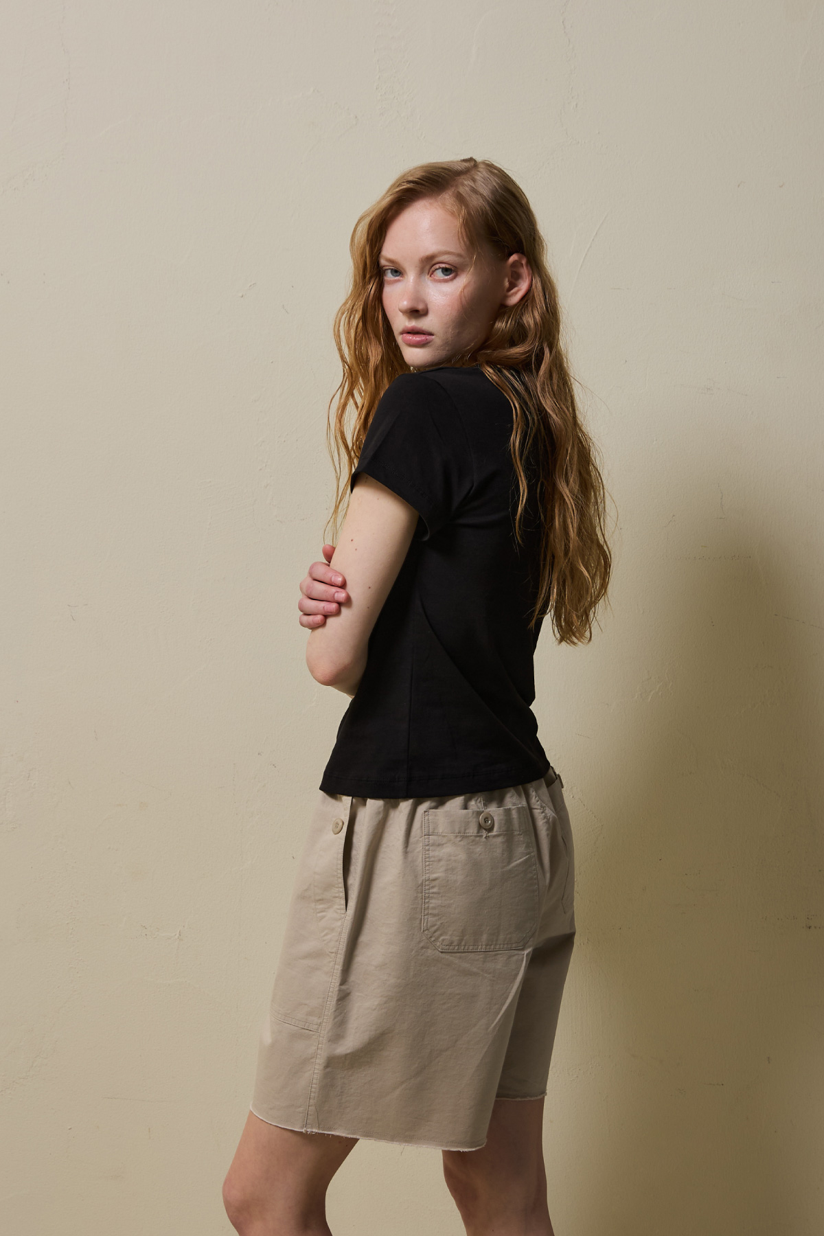 Cotton Basic Slim T-Shirt _ Black