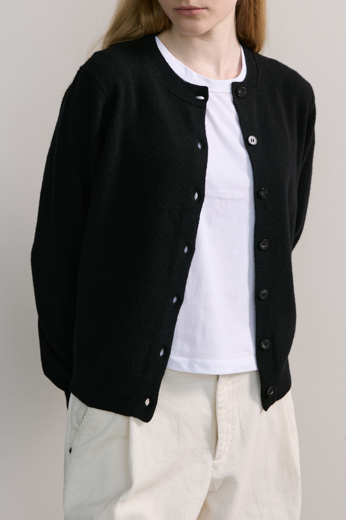 100%Merino Wool Basic Cardigan_Black100%메리노 울 베이직 가디건_블랙