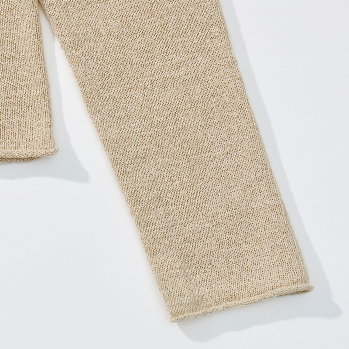 Airy Linen Blend Slim Knit Hoodie _ Soft Light Beige