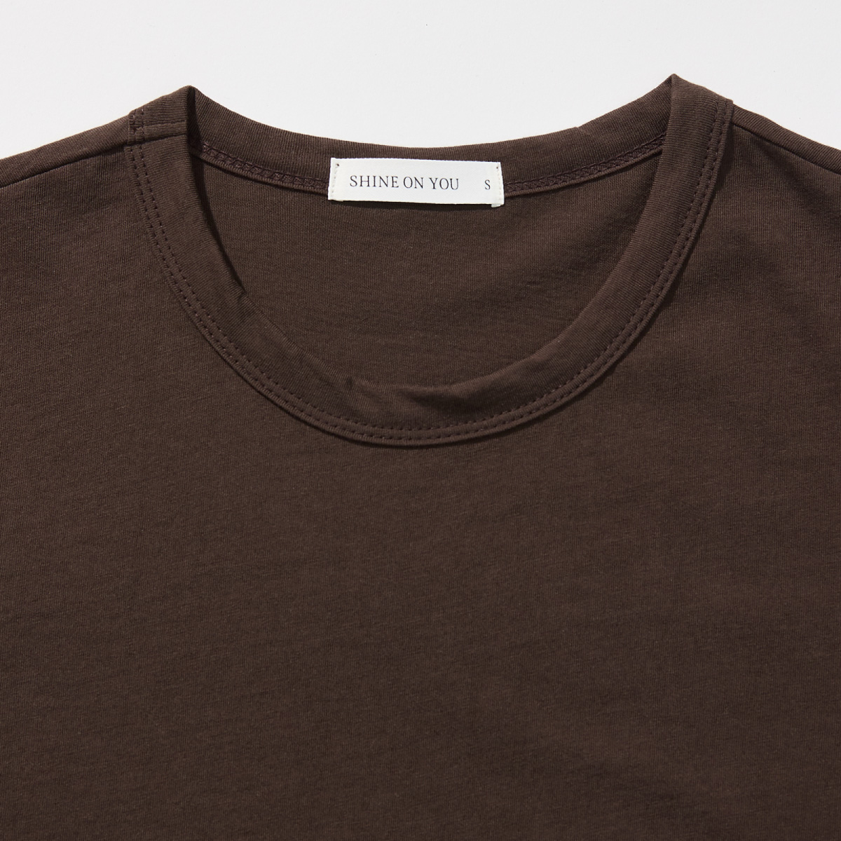 Cotton Basic Slim T-Shirt _ Soft Brown