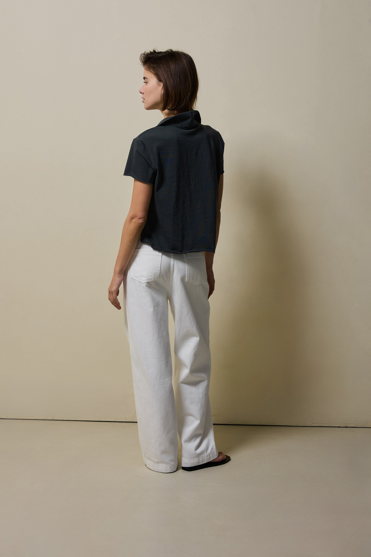 Cotton White Straight Denim Pants