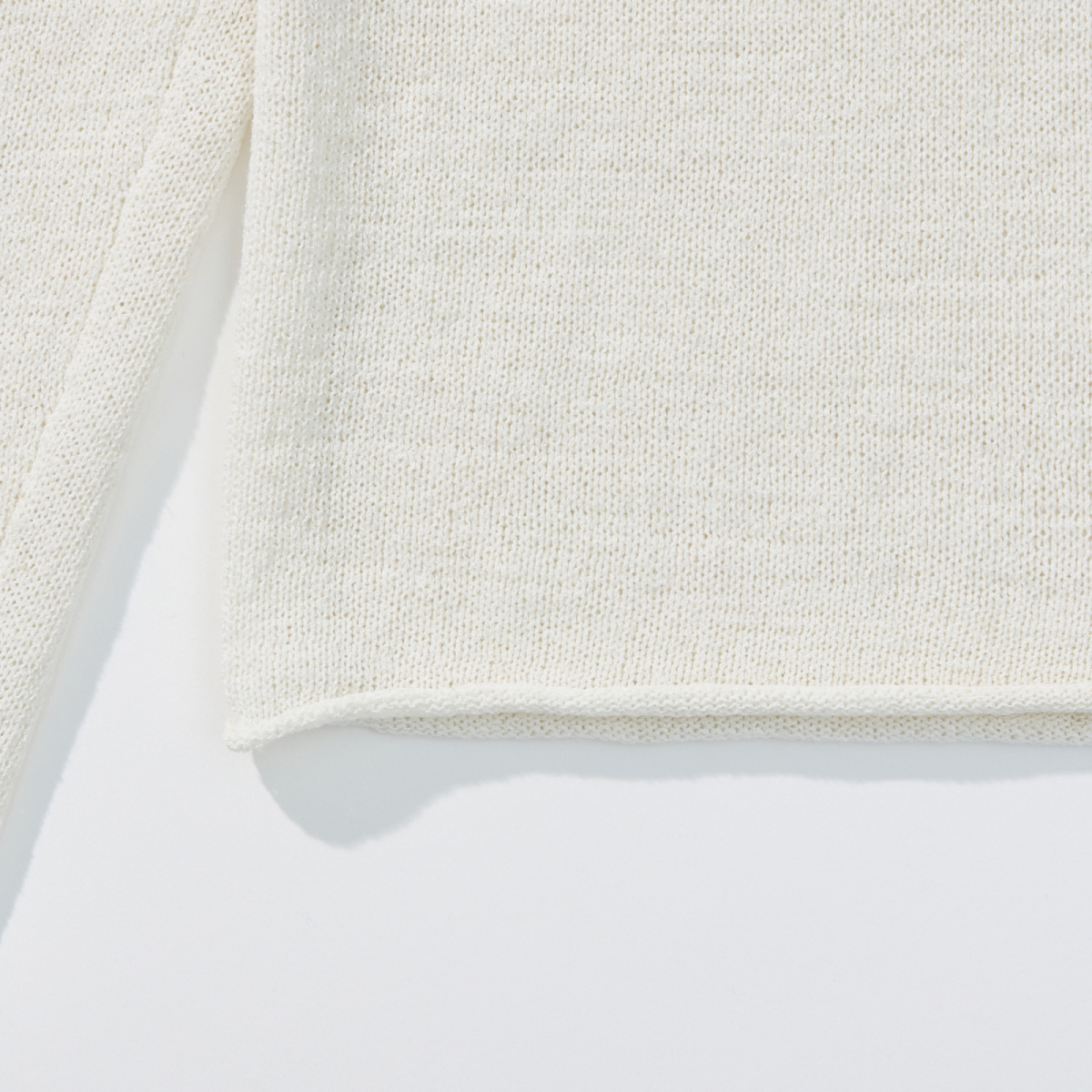 Airy Linen Blend Slim Knit Hoodie _ Natural Ivory