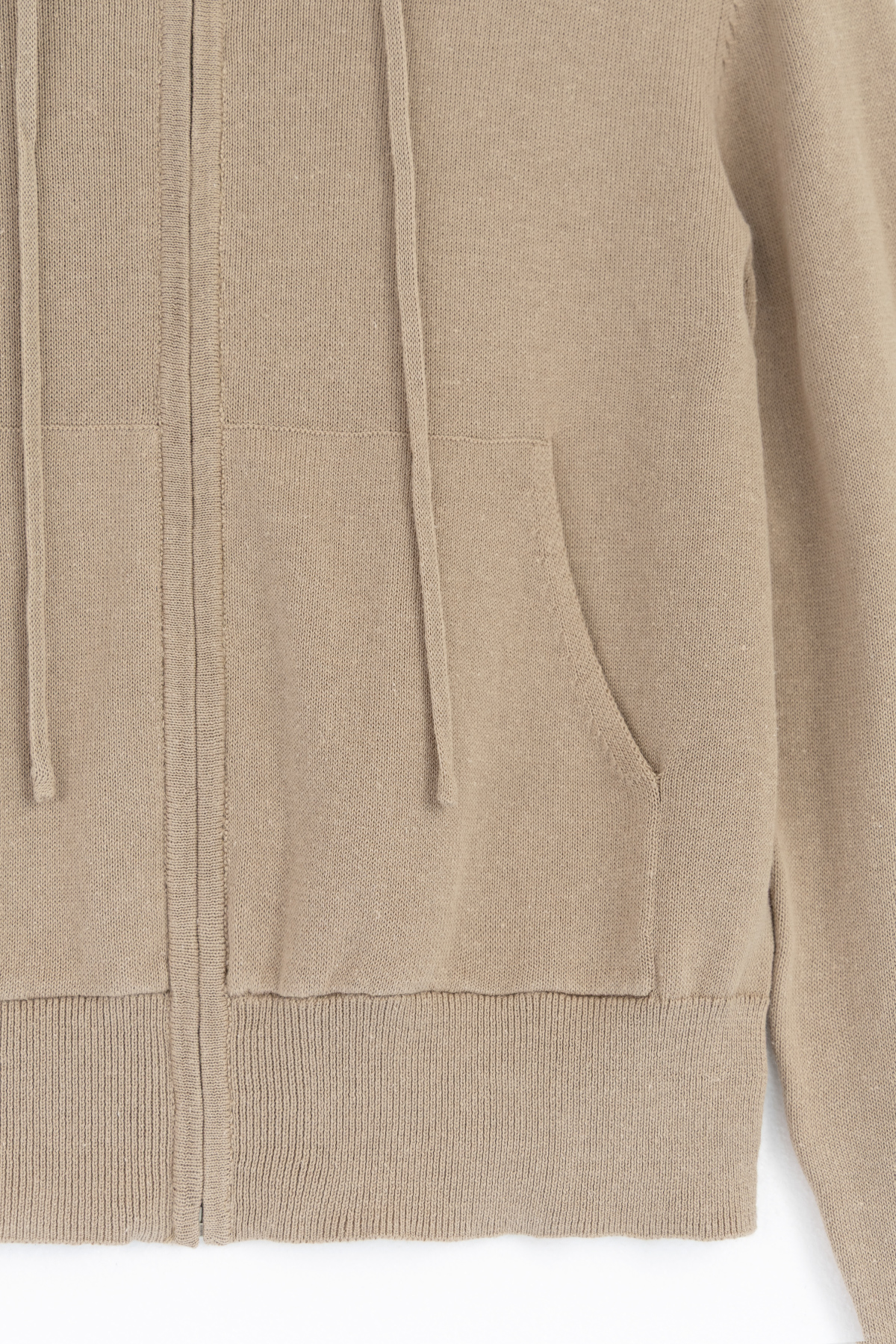 Linen Cotton Knit Zip Hoodie _ Sand Beige