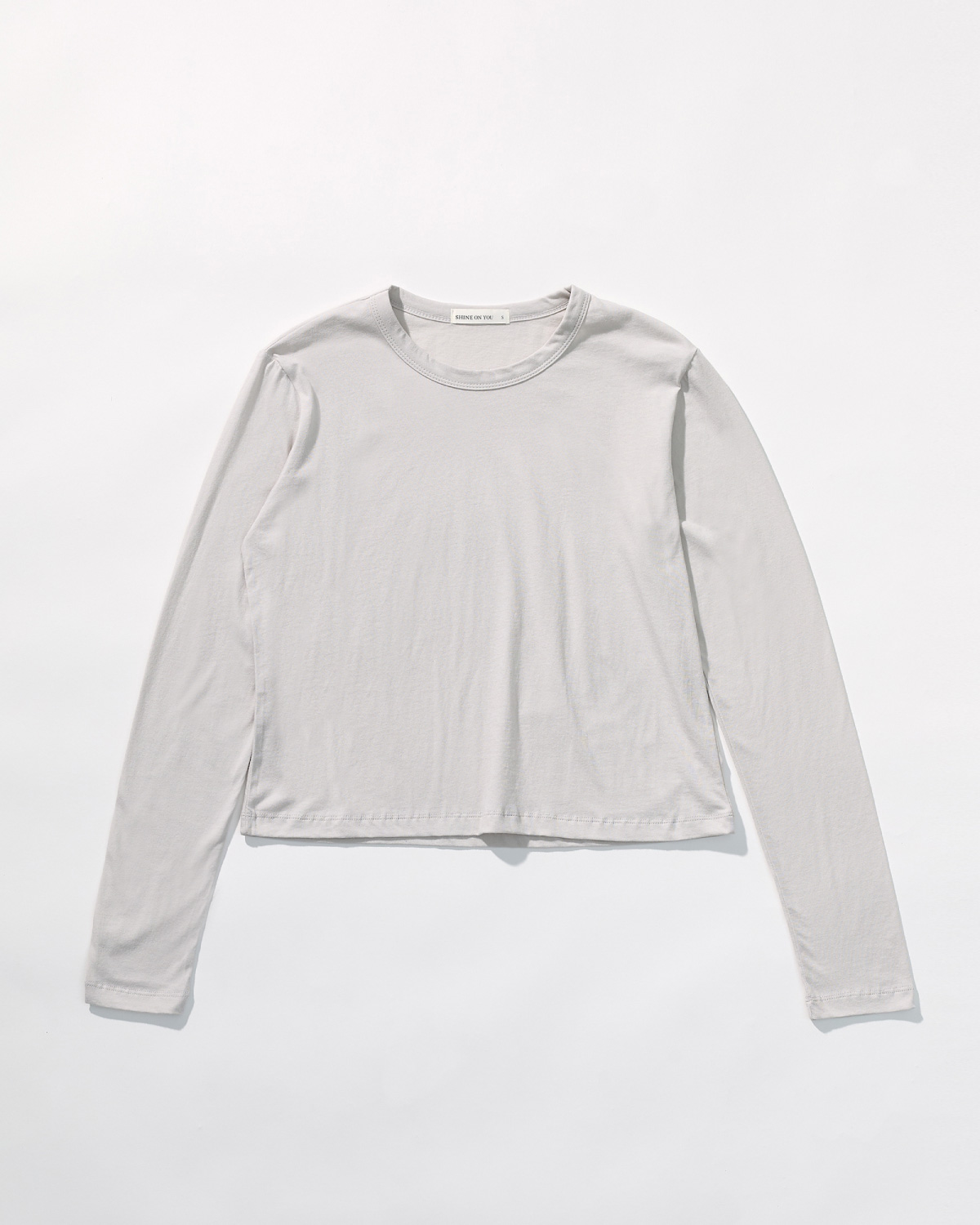 Cotton Basic Slim Long Sleeve T-Shirt _ Light Grey