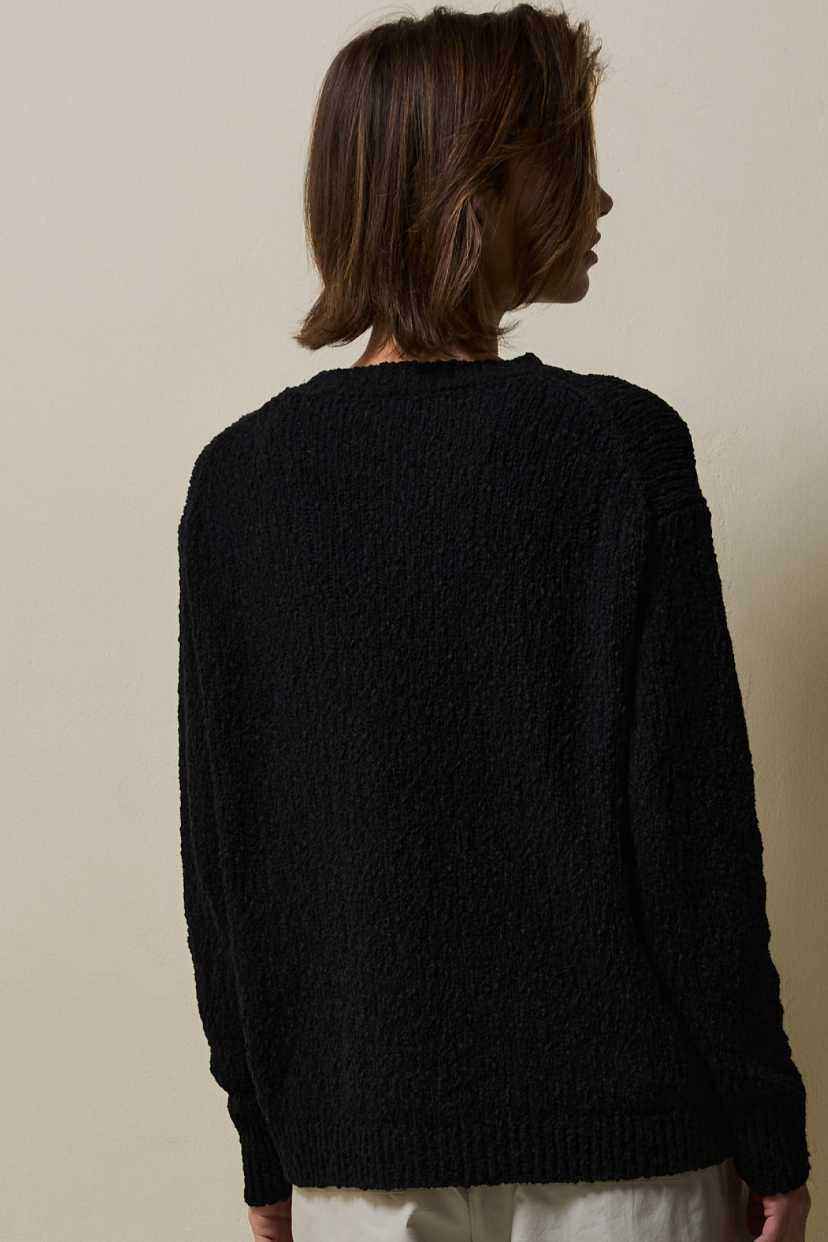 Cotton Blend Loose Knit _ Soft Black