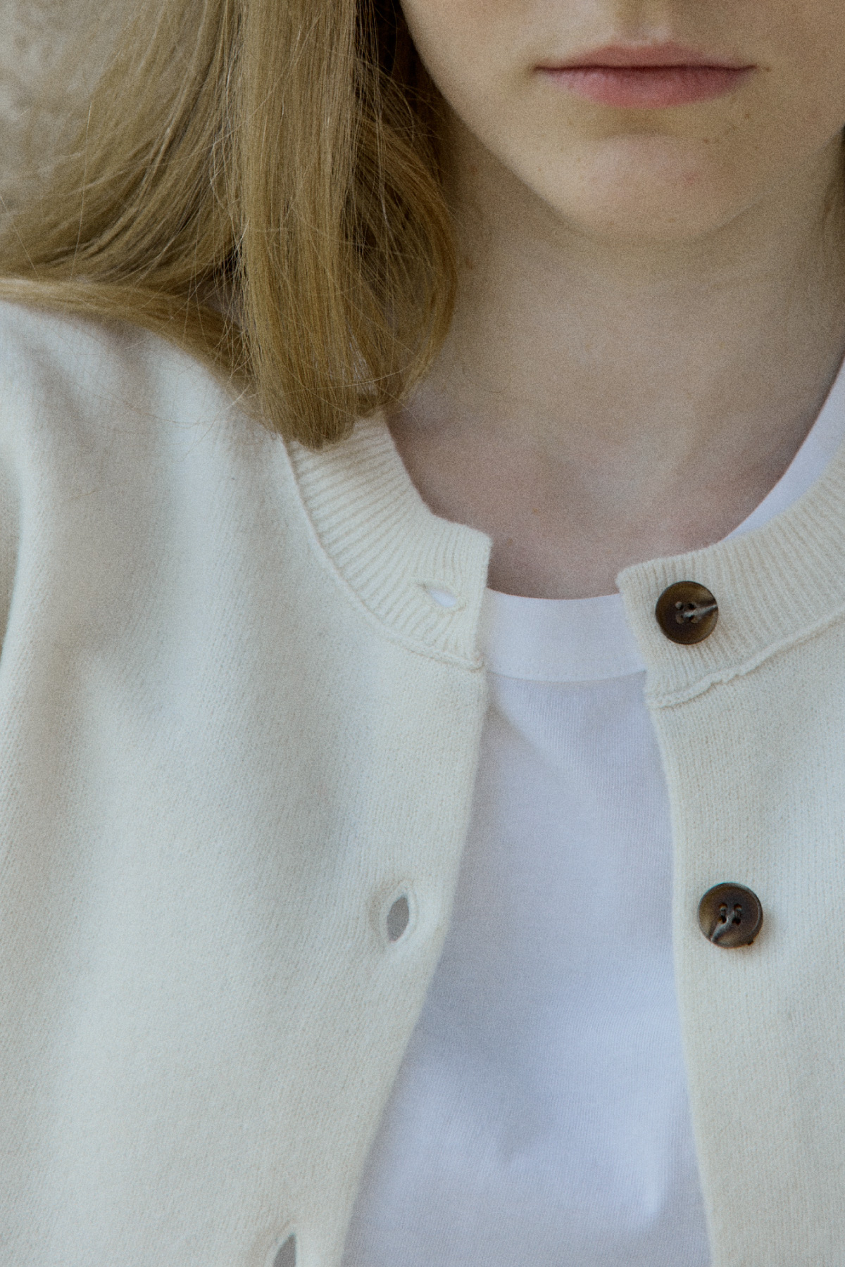 100%Merino Wool Basic Cardigan_Ivory100%메리노 울 베이직 가디건_아이보리
