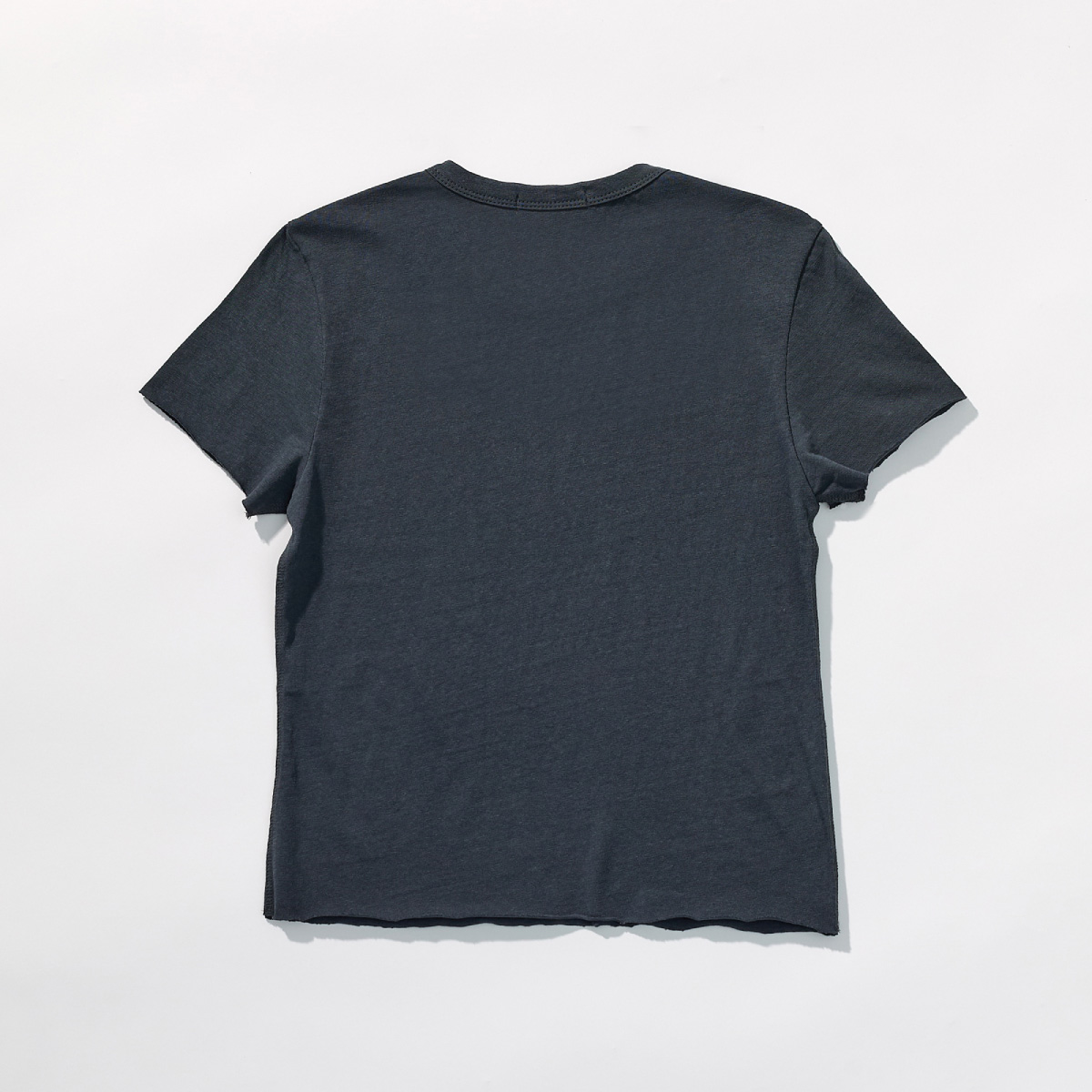 Cotton Jersey Rolled Edge T-Shirt _ Deep Charcoal