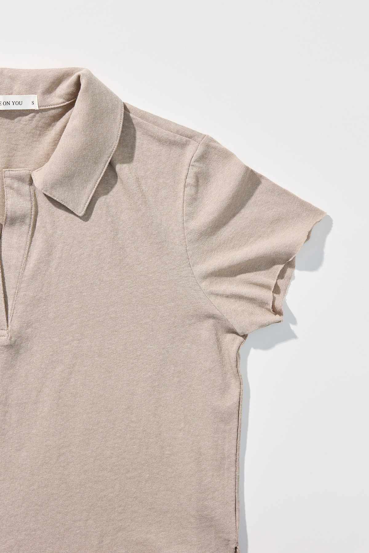 Cotton Jersey Collared T-Shirt _ Neutral Beige