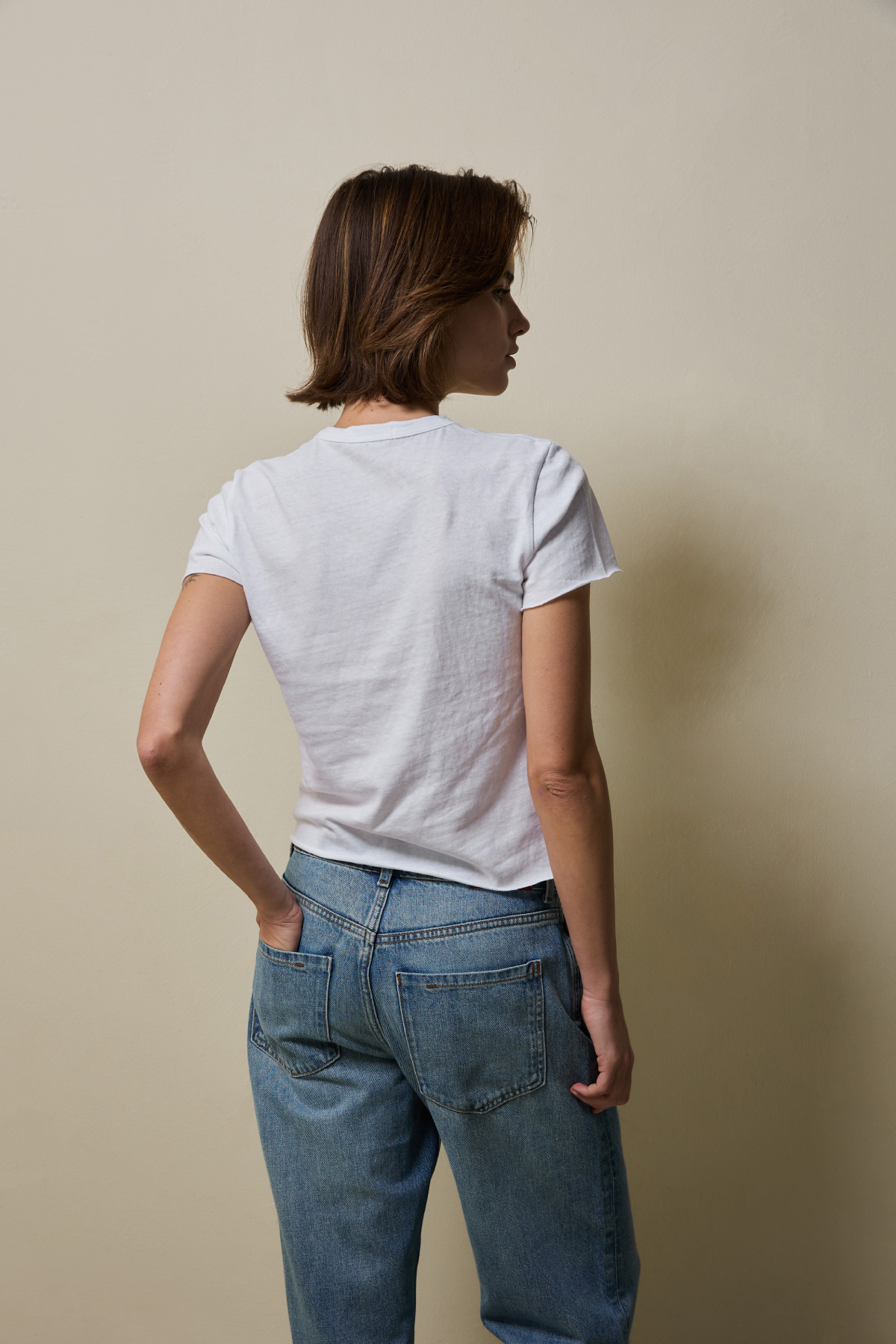 Cotton Jersey Rolled Edge T-Shirt _ Pure White