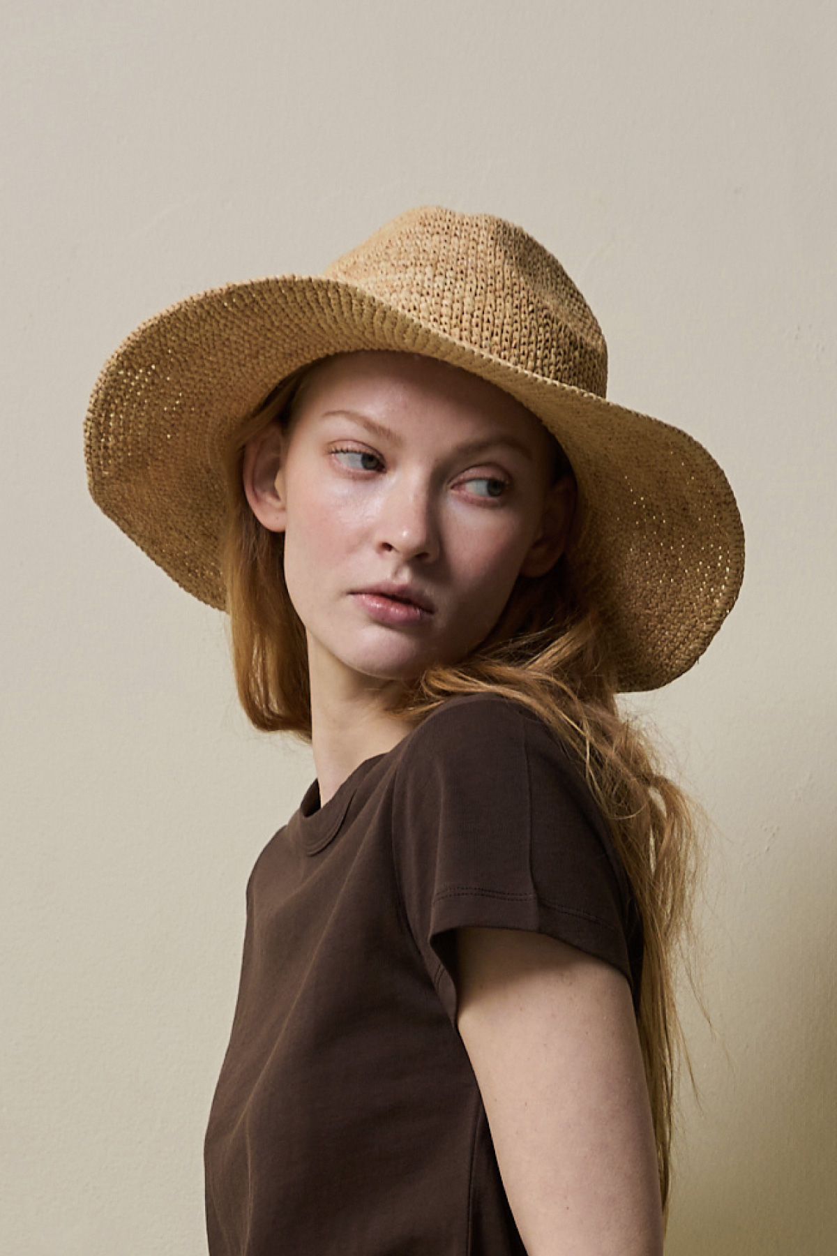 Natural Raffia Brim Hat _ Natural Beige