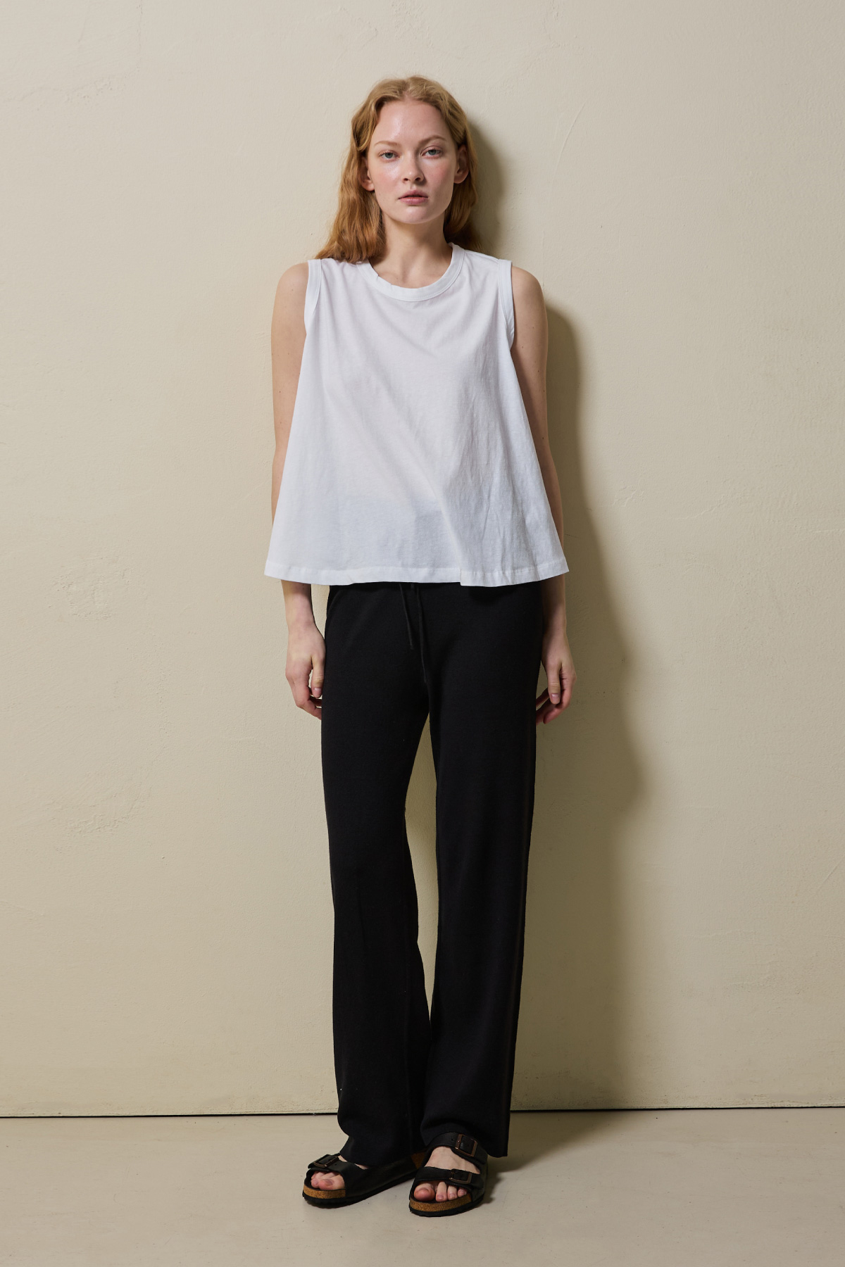 Cotton A-line Sleeveless Top _ White