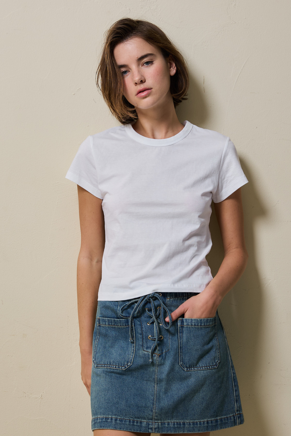 Cotton Basic Slim T-Shirt _ White