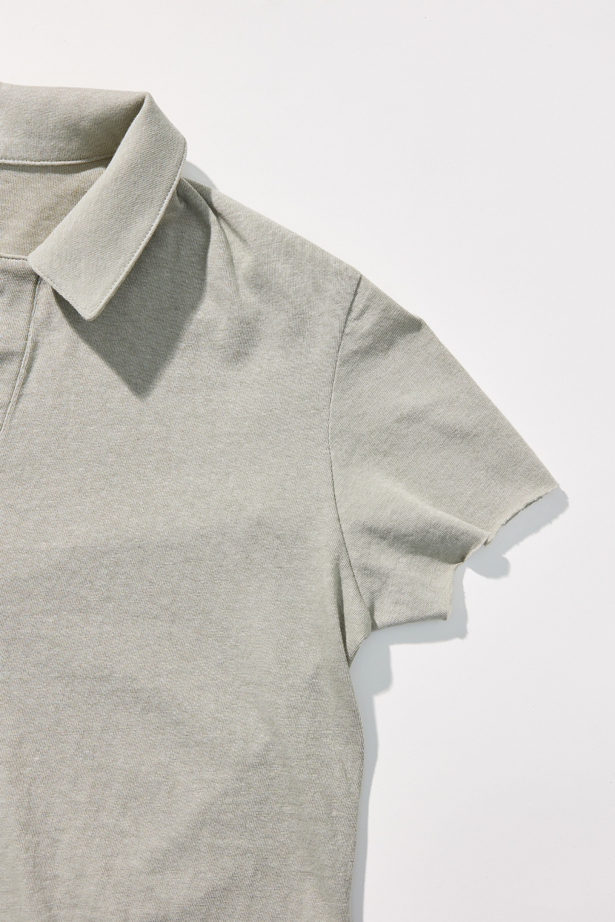 Cotton Jersey Collared T-Shirt _ Olive Grey