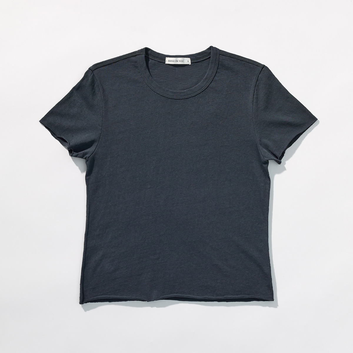 Cotton Jersey Rolled Edge T_Shirt-Black