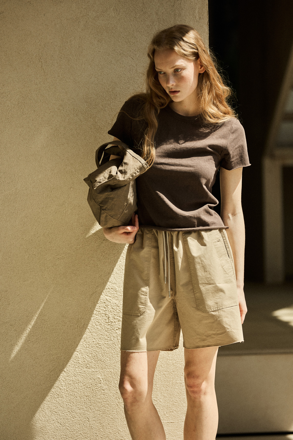 Cotton Utility Banding Half Pants _ Soft Beige