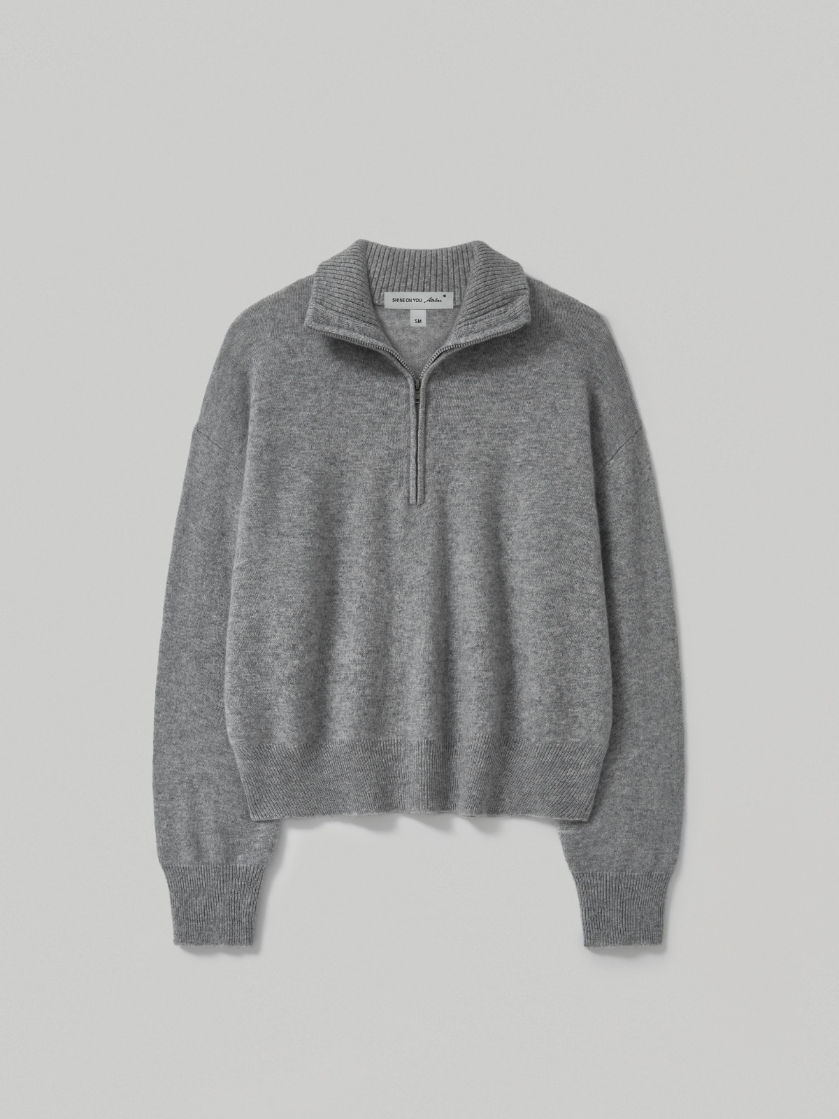 100%Premium Cashmere Half-Zip Turtleneck Knit_Grey 100% 프리미엄 캐시미어 반집업 터틀넥 니트_그레이