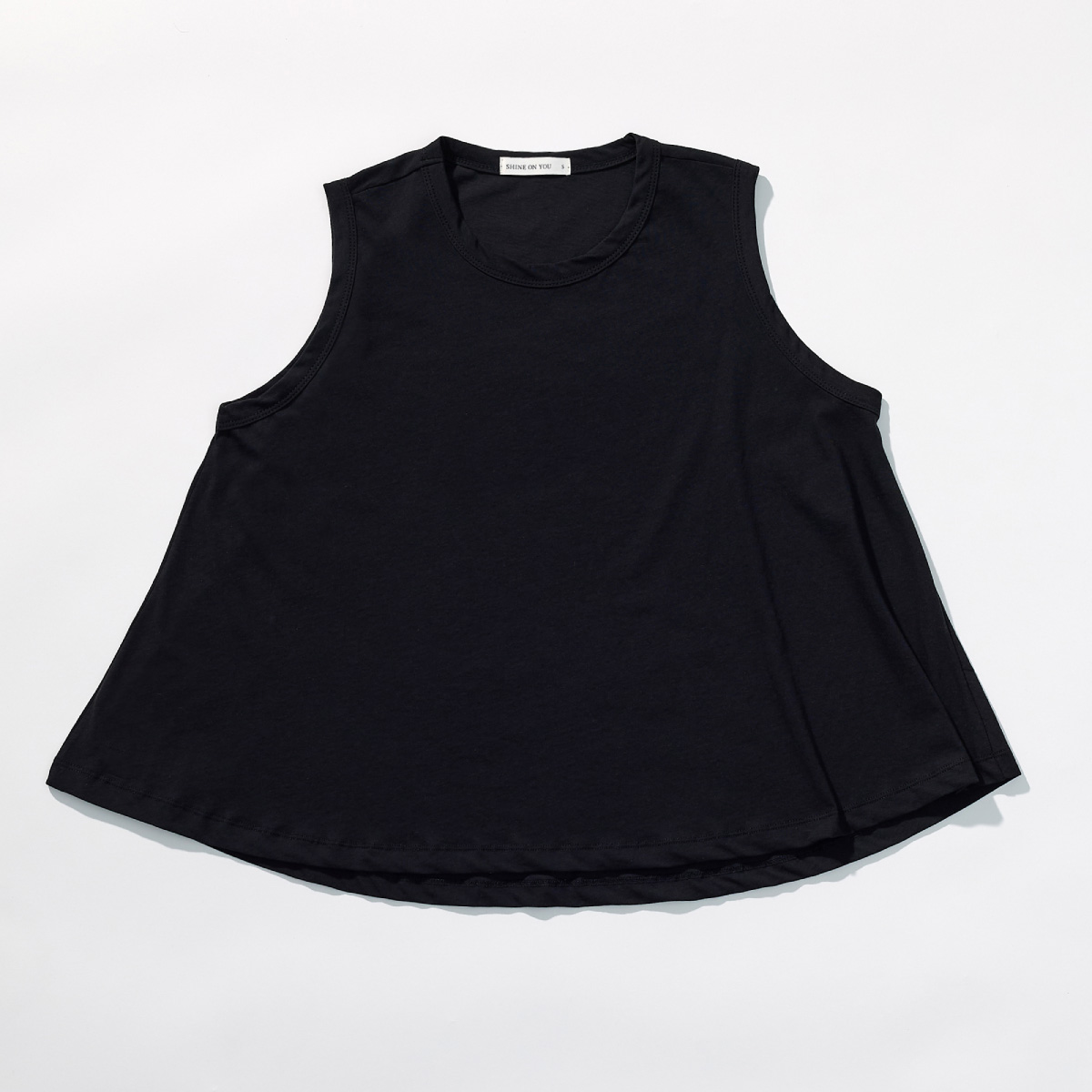 Cotton A-line Sleeveless Top _ Black