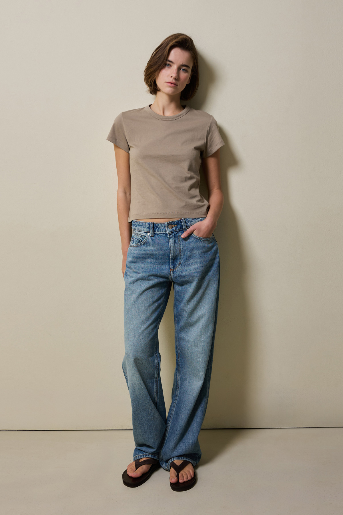 Cotton Basic Slim T-Shirt _ Dusty Taupe