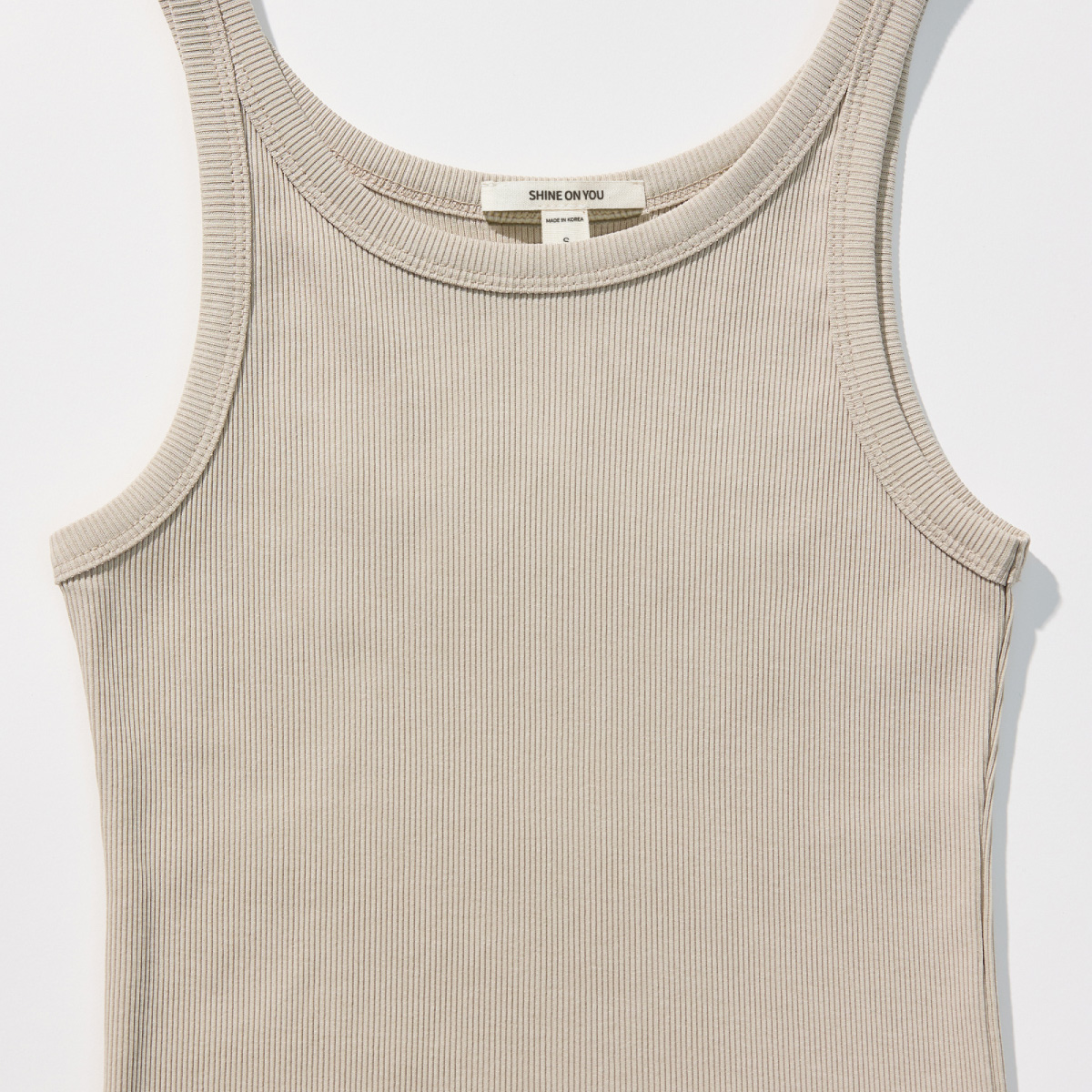 Cotton Rib Slim Sleeveless Top _ Sand Beige