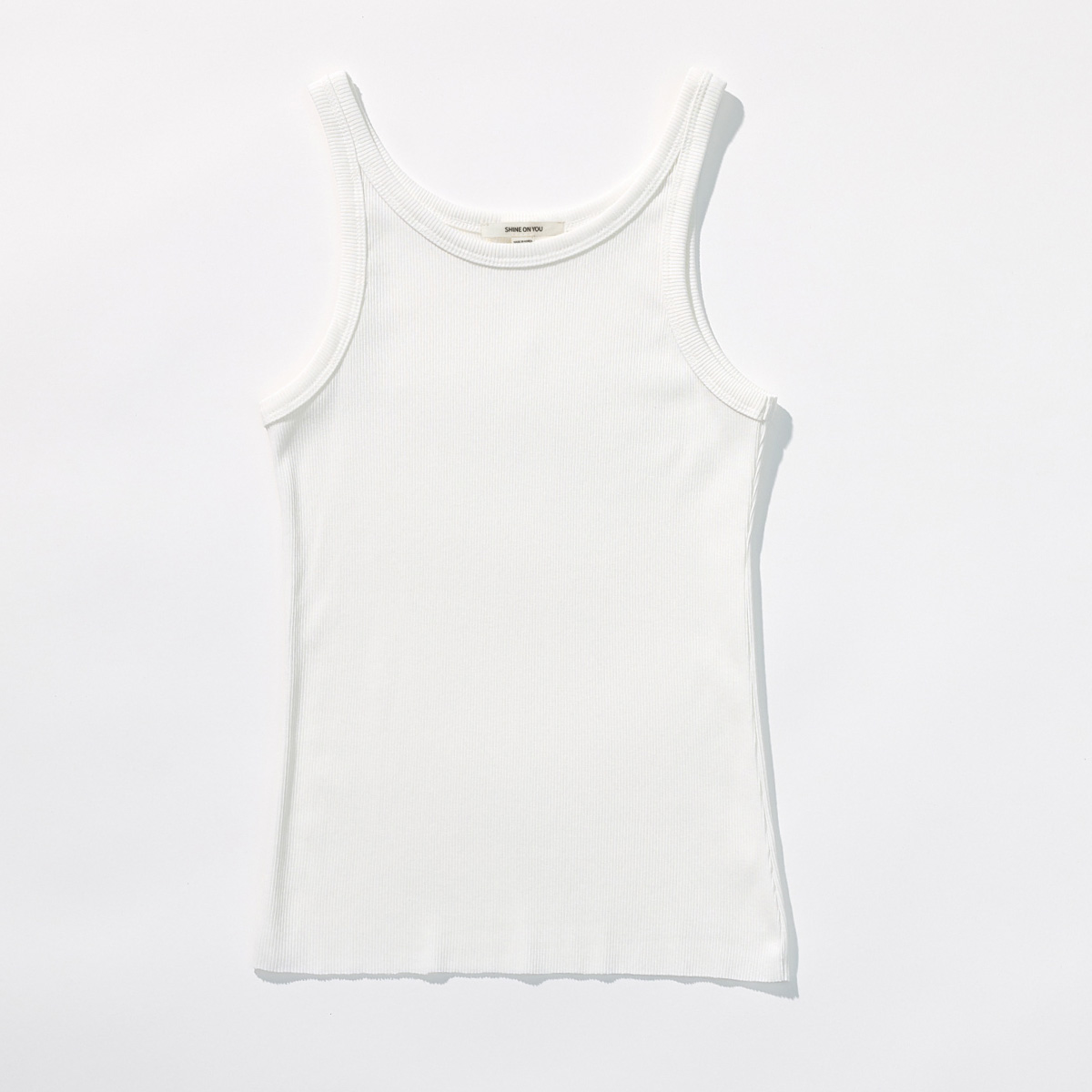 Cotton Rib Slim Sleeveless Top _ Pure Ivory