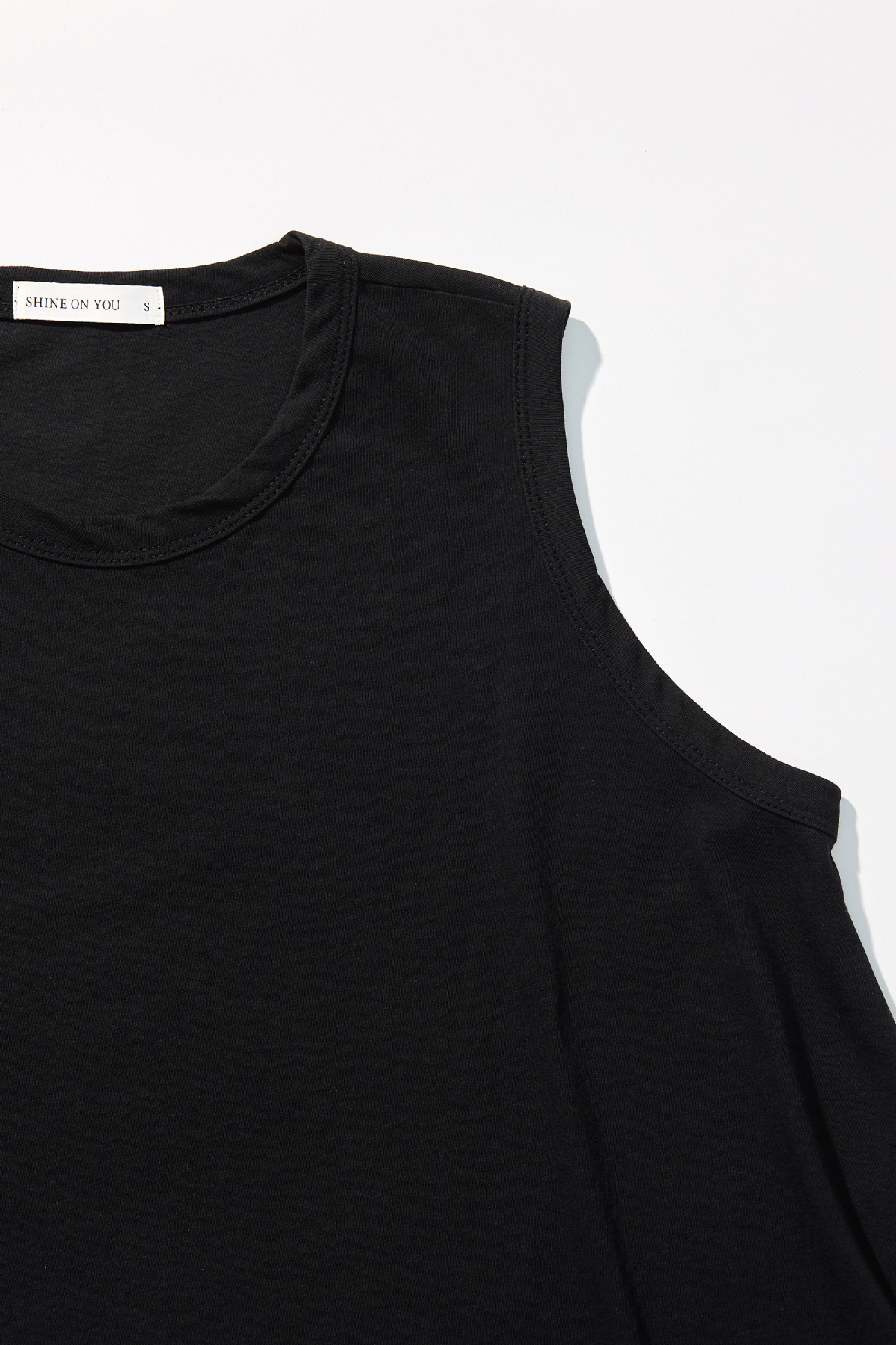 Cotton A-line Sleeveless Top _ Black