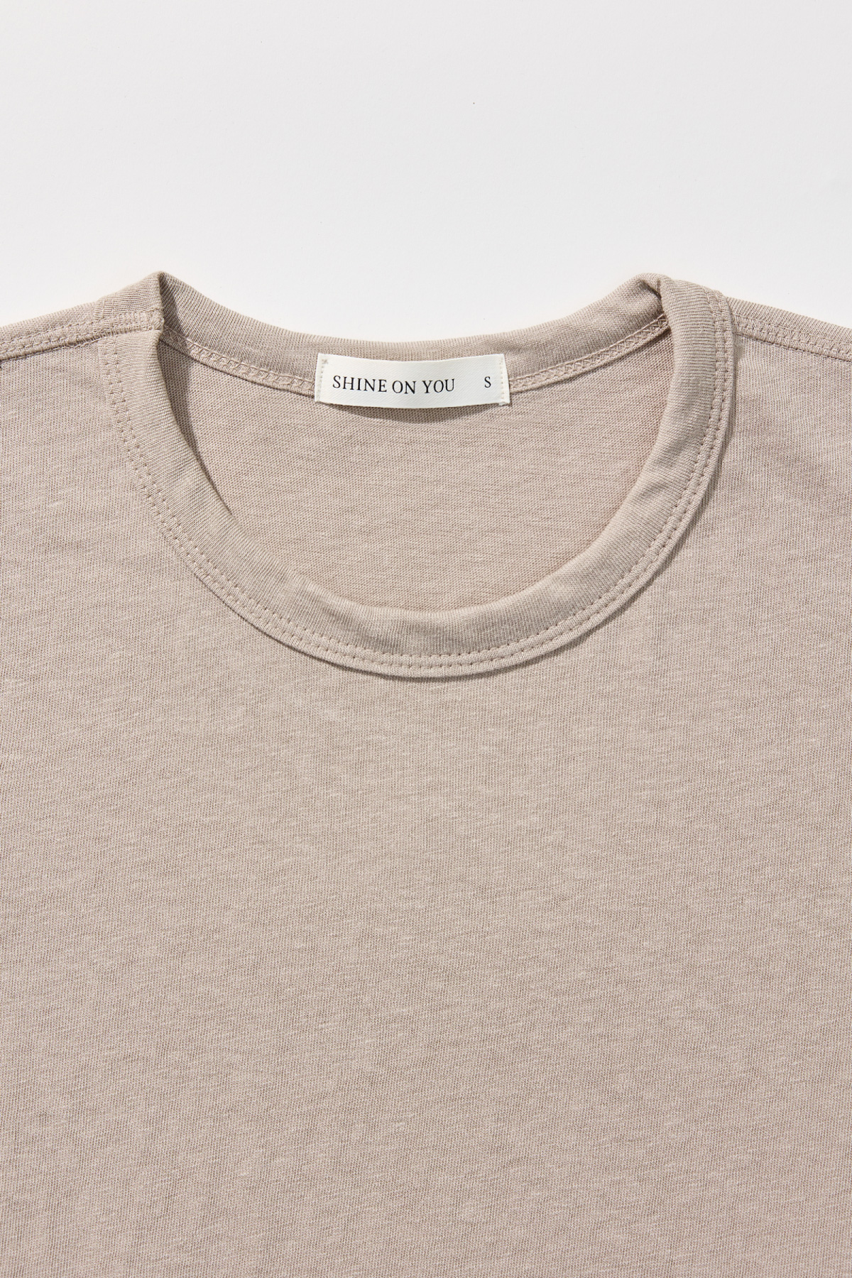 Cotton Jersey Rolled Edge T-Shirt _ Taupe