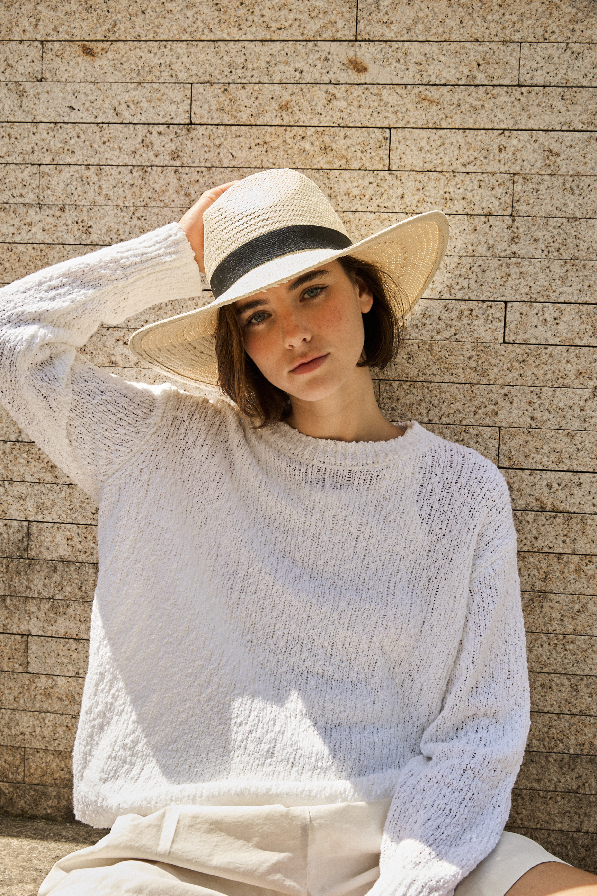Natural Brim Straw Hat _ Creamy Ivory