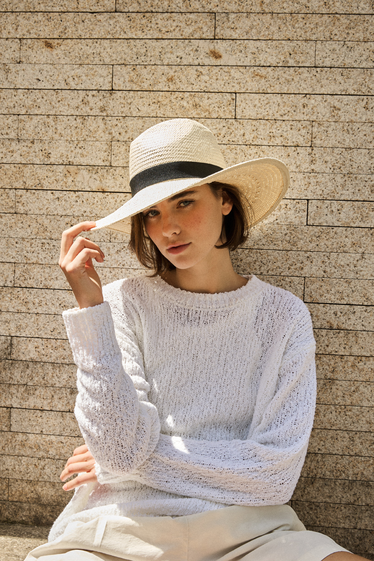 Natural Brim Straw Hat _ Creamy Ivory
