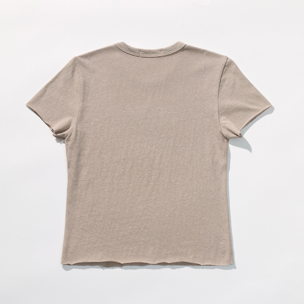 Cotton Jersey Rolled Edge T-Shirt _ Taupe