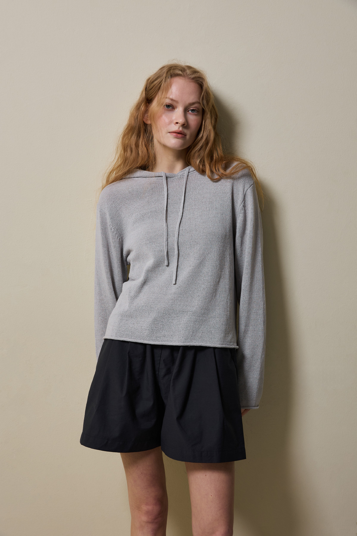 Cotton Blend Double Pleat Banding Shorts _ Deep Navy